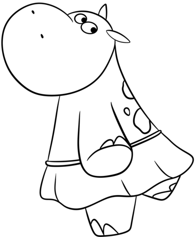 Hippo Ballerina Coloring Page